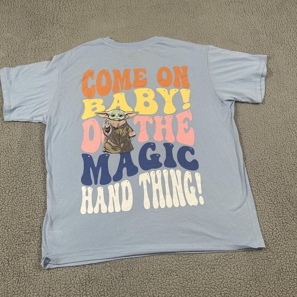 Star Wars Shirt Mens XL Blue Baby Yoda Magic Hand Thing Graphic‎ Tee T-Shirt